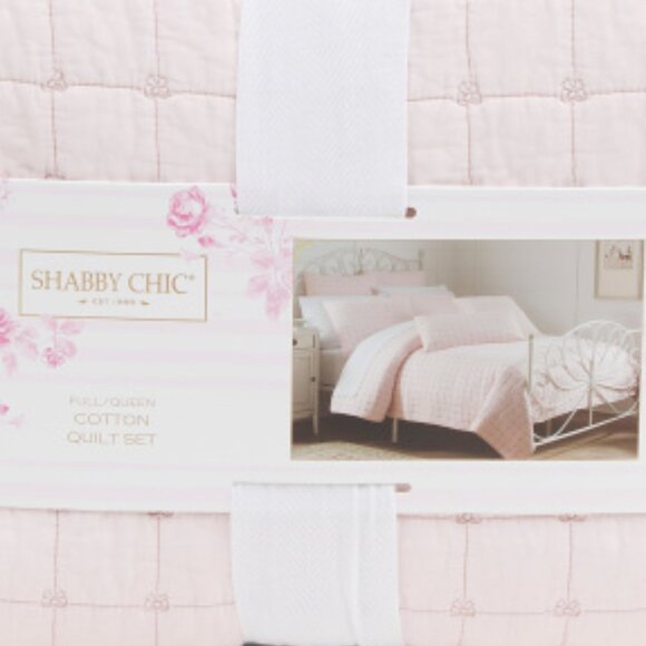 SHABBY CHIC Peach Multi Bow Quilt Set - Picture 3 of 3